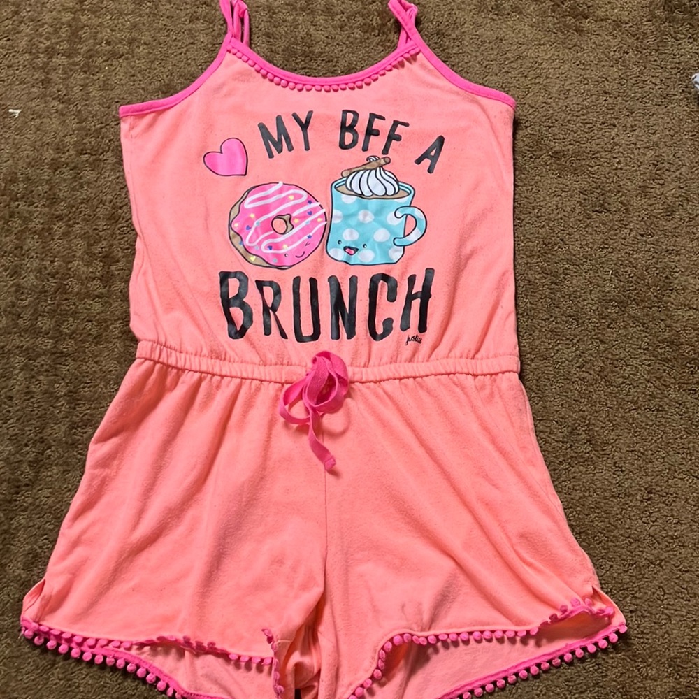 Justice Pjs These pajamas are 1 piece with adjustable straps size 12